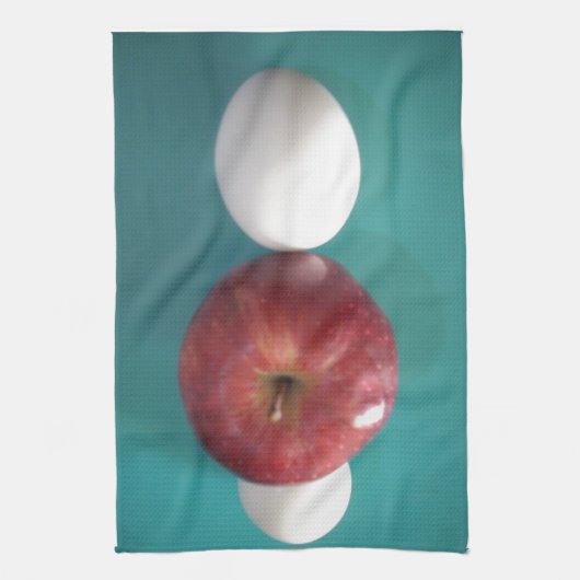 Ontbijtvrienden: Twee eieren $ Een Apple Stilleven Theedoek (Verticaal)