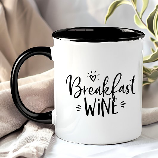 Ontbijtwijn Grappige Zwarte Trendy Quote Mok