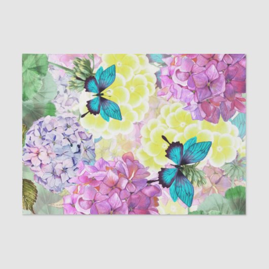 Ontbinding van Bouquet Floral Blue Butterfly Tissuepapier (Voorkant)