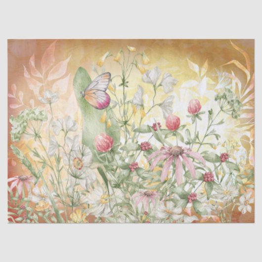 Ontbinding van Floral Butterfly Garden Tissuepapier (Voorkant)