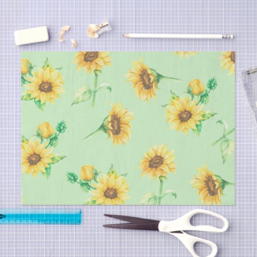 Ontbinding van zwevende groene zonnebloemen tissuepapier (Craft)