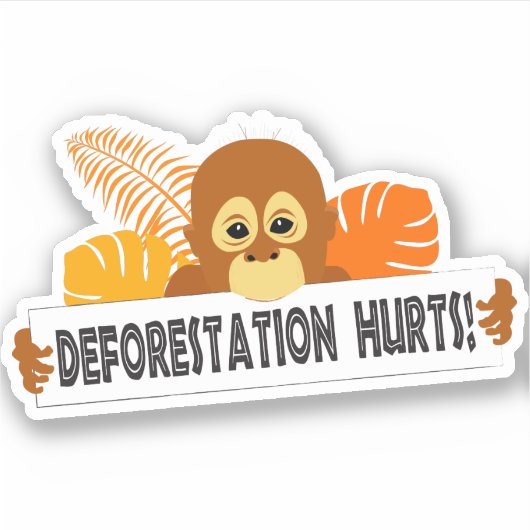 Ontbossing Hurts Sad Orangutan Sticker (Voorkant)