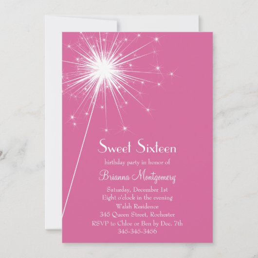 Ontbranden van Sparkles Sweet Sixteen Invitation f Kaart (Voorkant)