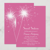 Ontbranden van Sparkles Sweet Sixteen Invitation f Kaart (Voorkant / Achterkant)