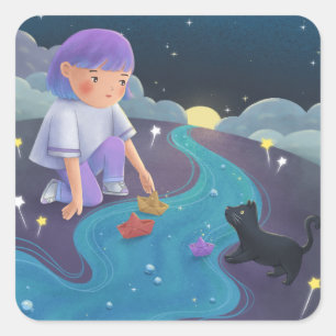 Ontbreek je illustratiekunst vierkante sticker