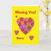 Ontbreekt u bloeiende Heart Bouquet Kaart (Gele Bloem)