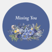 Ontbreekt u,  bloemontwerp, ronde sticker (Voorkant)