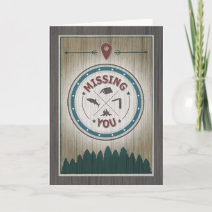Ontbreekt u in Camp, Rustic Wood Graphics Kaart