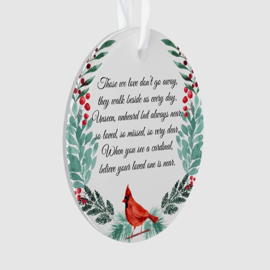 Ontbreekt u Memorial Cardinaal Greenery Acryl Ornament (voorkant)