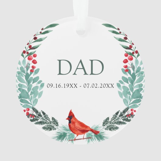 Ontbreekt u Memorial Cardinaal Greenery Acryl Ornament (achterkant)