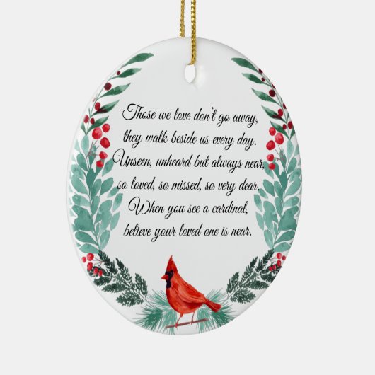 Ontbreekt u Memorial Cardinaal Greenery Keramisch Ornament (Rechts)