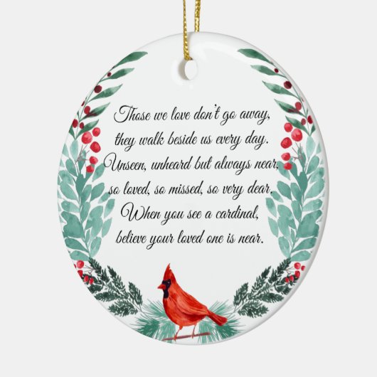 Ontbreekt u Memorial Cardinaal Greenery Keramisch Ornament (Links)