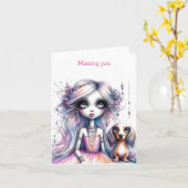 Ontbreekt u Pastel Dachshund Kaart (Gele Bloem)