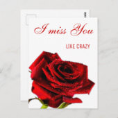 Ontbreekt u romantische rode roos briefkaart (Voorkant / Achterkant)