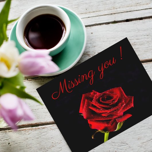 Ontbreekt u romantische rode rozenfoto gepersonali briefkaart