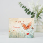 Ontbreekt u vlinder en hart feestdagenkaart (Staand voorkant)