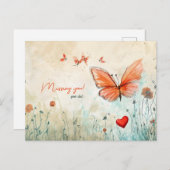 Ontbreekt u vlinder en hart feestdagenkaart (Voorkant / Achterkant)