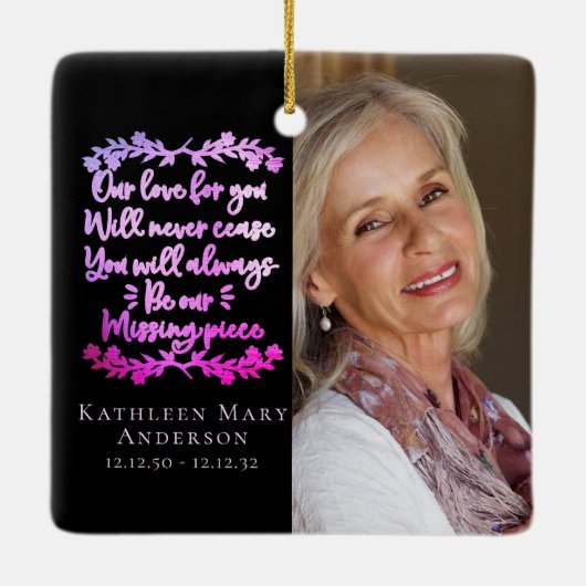 Ontbrekend artikel Memorial Foto Keepomwille Keramisch Ornament (Achterkant)