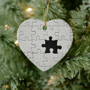 Ontbrekend Jigsee Puzzle Piece Black and White Keramisch Ornament