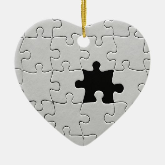 Ontbrekend Jigsee Puzzle Piece Black and White Keramisch Ornament (Voorkant)