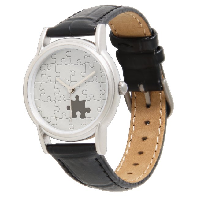 Ontbrekend Jigsee Puzzle Piece White Horloge (Gekanteld)
