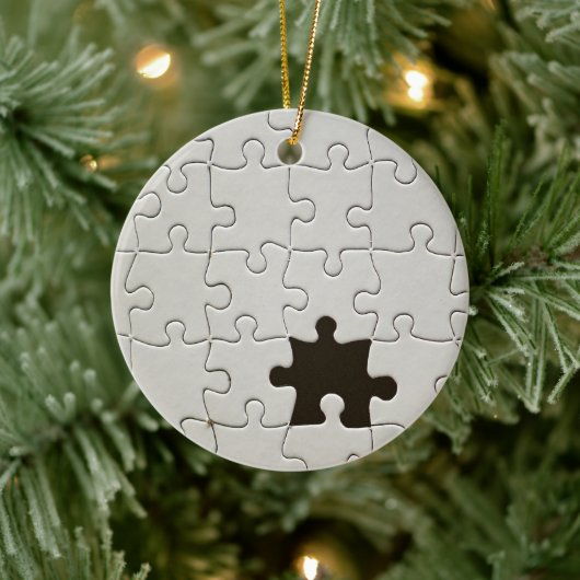 Ontbrekend Jigsee Puzzle Piece White Keramisch Ornament (Boom)