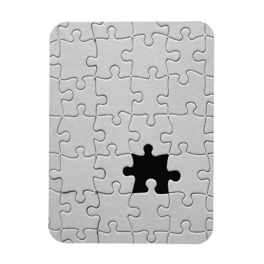 Ontbrekend Jigsee Puzzle Piece White Magneet (Verticaal)