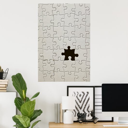 Ontbrekend Jigsee Puzzle Piece White Poster (Thuiskantoor)