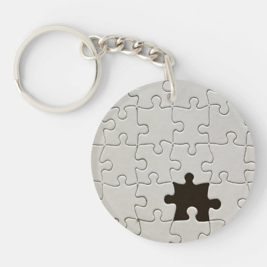 Ontbrekend Jigsee Puzzle Piece White Sleutelhanger (Voorkant)