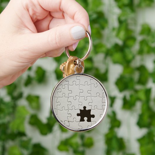 Ontbrekend Jigsee Puzzle Piece White Sleutelhanger (Hand)