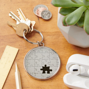 Ontbrekend Jigsee Puzzle Piece White Sleutelhanger