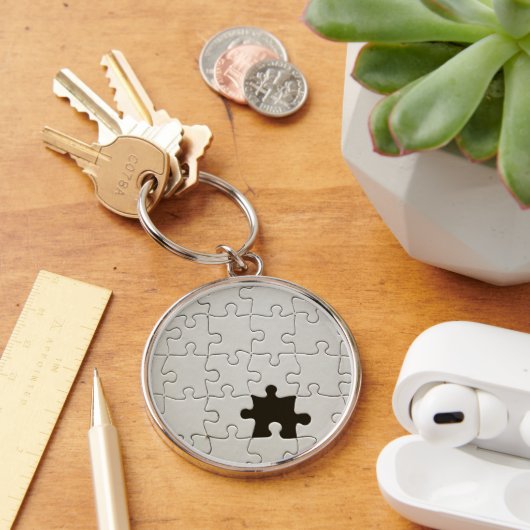 Ontbrekend Jigsee Puzzle Piece White Sleutelhanger (Bureau)