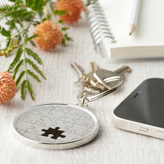 Ontbrekend Jigsee Puzzle Piece White Sleutelhanger (Zijkant)