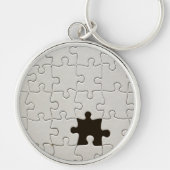 Ontbrekend Jigsee Puzzle Piece White Sleutelhanger (Voorkant)