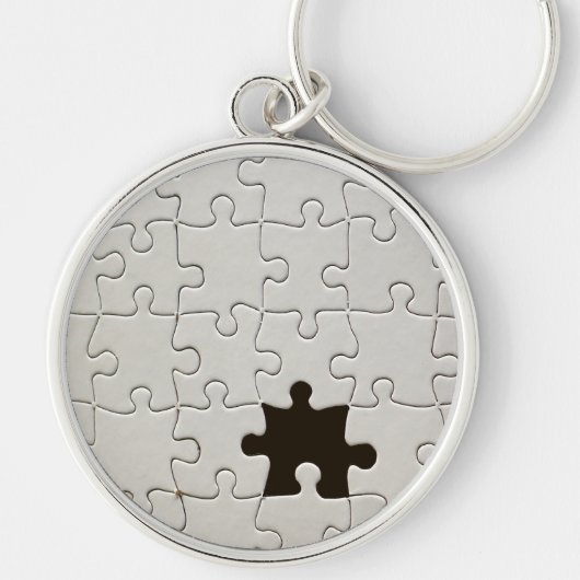 Ontbrekend Jigsee Puzzle Piece White Sleutelhanger (Voorkant)