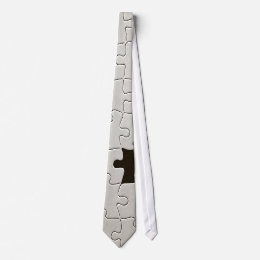Ontbrekend Jigsee Puzzle Piece White Stropdas (Voorkant)