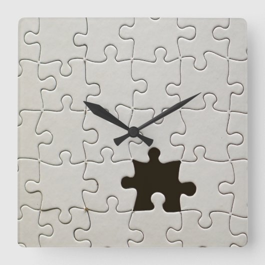 Ontbrekend Jigsee Puzzle Piece White Vierkante Klok (Voorkant)