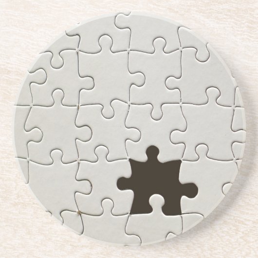 Ontbrekend Jigsee Puzzle Piece White Zandsteen Onderzetter (Voorkant)