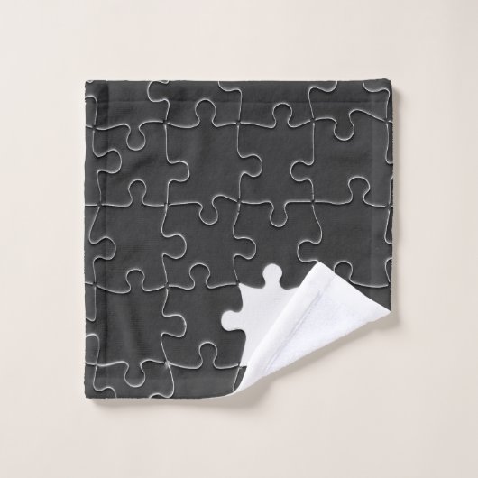 Ontbrekend Jigzaag Puzzle Piece zwart Bad Handdoek (Wasdoekje)