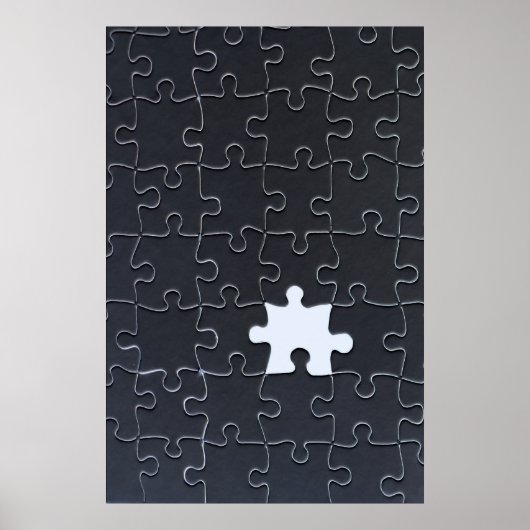 Ontbrekend Jigzaag Puzzle Piece zwart Poster (Voorkant)