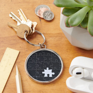 Ontbrekend Jigzaag Puzzle Piece zwart Sleutelhanger
