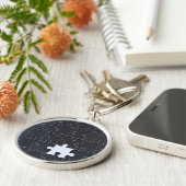 Ontbrekend Jigzaag Puzzle Piece zwart Sleutelhanger (Zijkant)