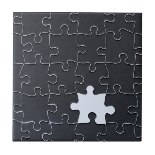 Ontbrekend Jigzaag Puzzle Piece zwart Tegeltje (Voorkant)