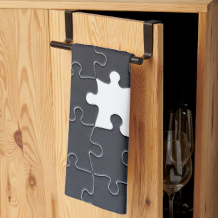 Ontbrekend Jigzaag Puzzle Piece zwart Theedoek