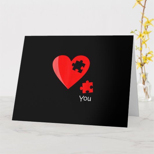 Ontbrekend stuk Heart Puzzle Valetines Day Shirt G Kaart (Gele Bloem)