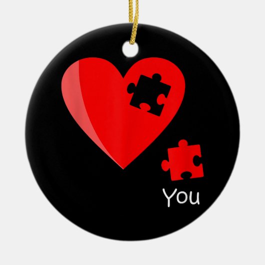 Ontbrekend stuk Heart Puzzle Valetines Day Shirt G Keramisch Ornament (Voorkant)