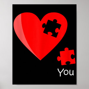 Ontbrekend stuk Heart Puzzle Valetines Day Shirt G Poster