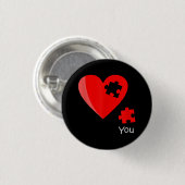 Ontbrekend stuk Heart Puzzle Valetines Day Shirt G Ronde Button 3,2 Cm (Voorkant /achterkant)