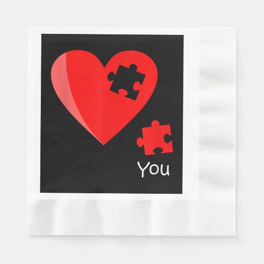 Ontbrekend stuk Heart Puzzle Valetines Day Shirt G Servet (Voorkant)