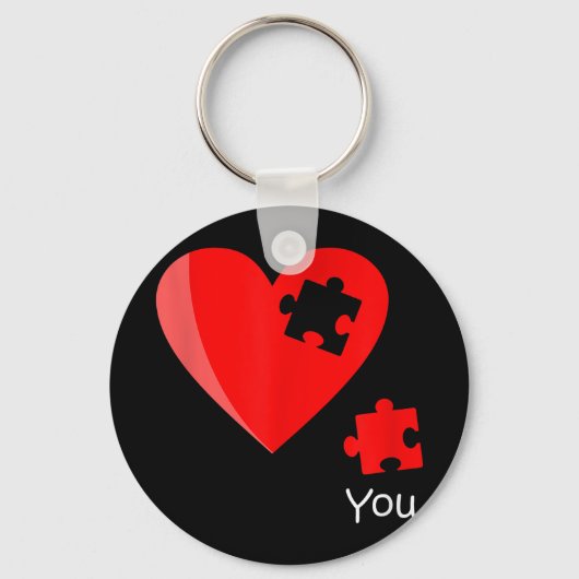Ontbrekend stuk Heart Puzzle Valetines Day Shirt G Sleutelhanger (Voorkant)